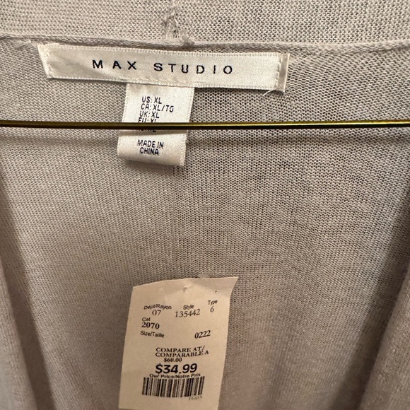 NWT -long grey lightweight sweater with white stripes. Max Studio - Picture 4 of 6